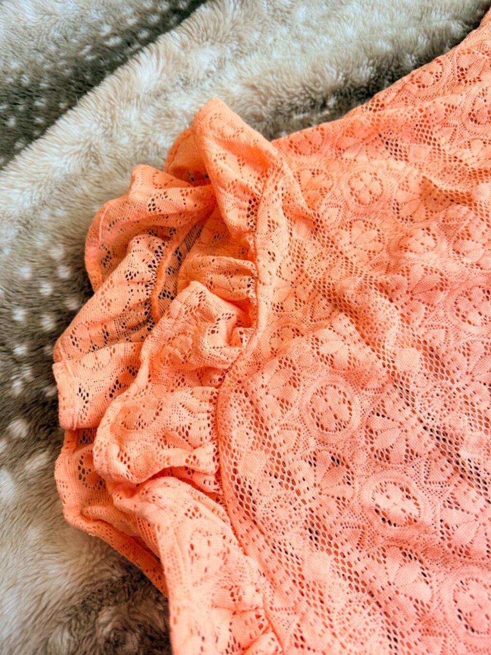 XS/S Victoria's Secret Bright Orange Lace Sheer Swim Cover Up Tunic - Picture 4 of 6